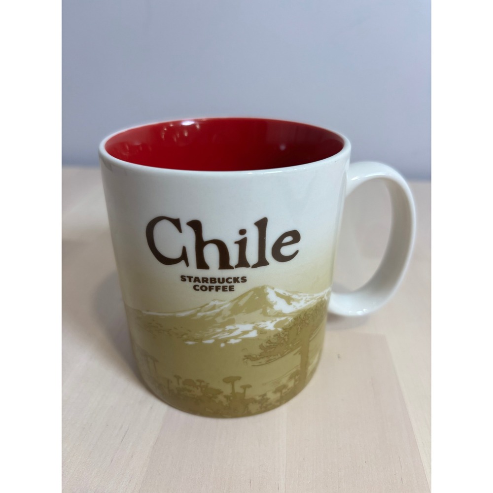 Starbucks Chile Global Icon Series Coffee Mug 16oz Red Interior 2016 Collector